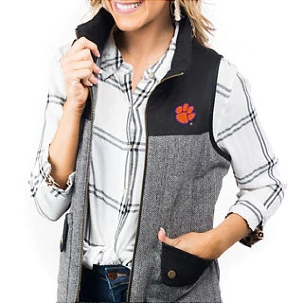 NWT Gameday Couture Clemson Herringbone Vest Size S
